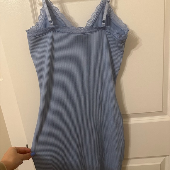 Y2K Inspired Coquette Baby Blue Lace Fitted Dress - Picture 4 of 4